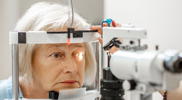 Senior woman during a medical eye examination